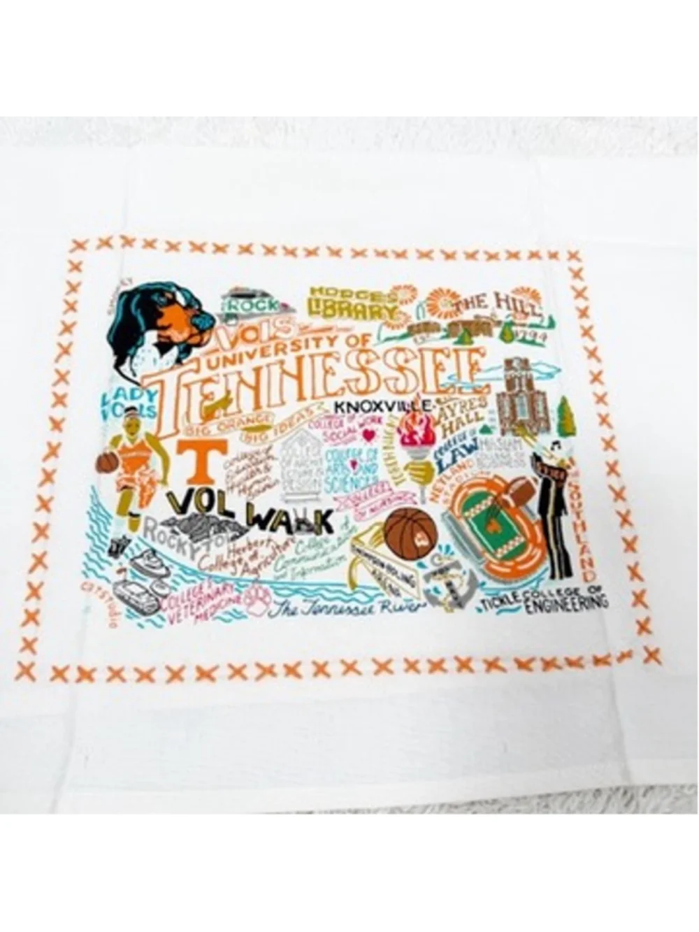 Catstudio UT Tennessee Volunteers Tea Towel Embroidered Cotton Dish Towel NEW